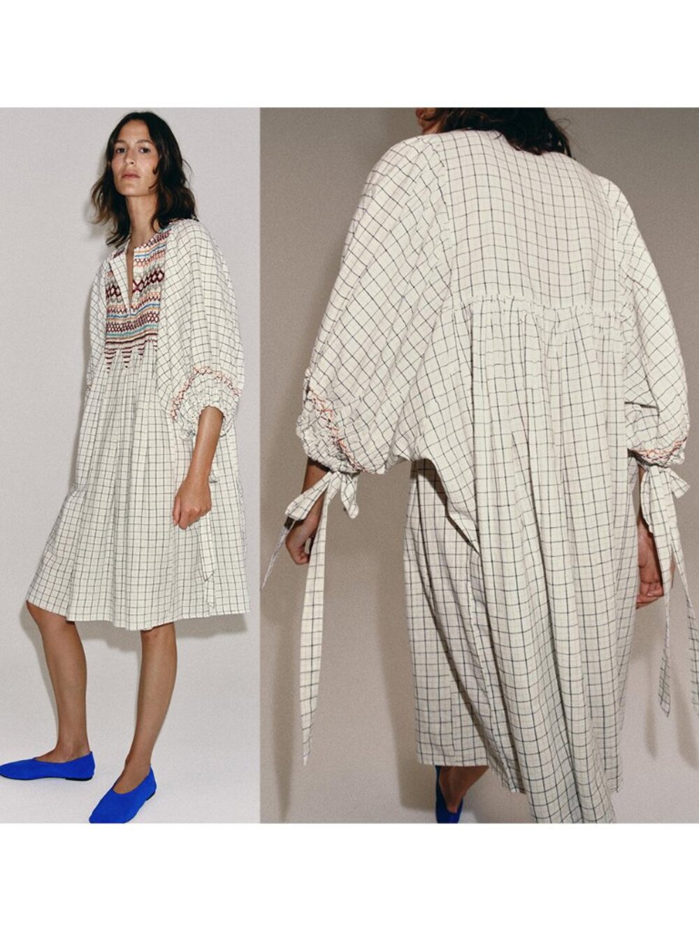 NEW ZARA linen blend midi dress 7521